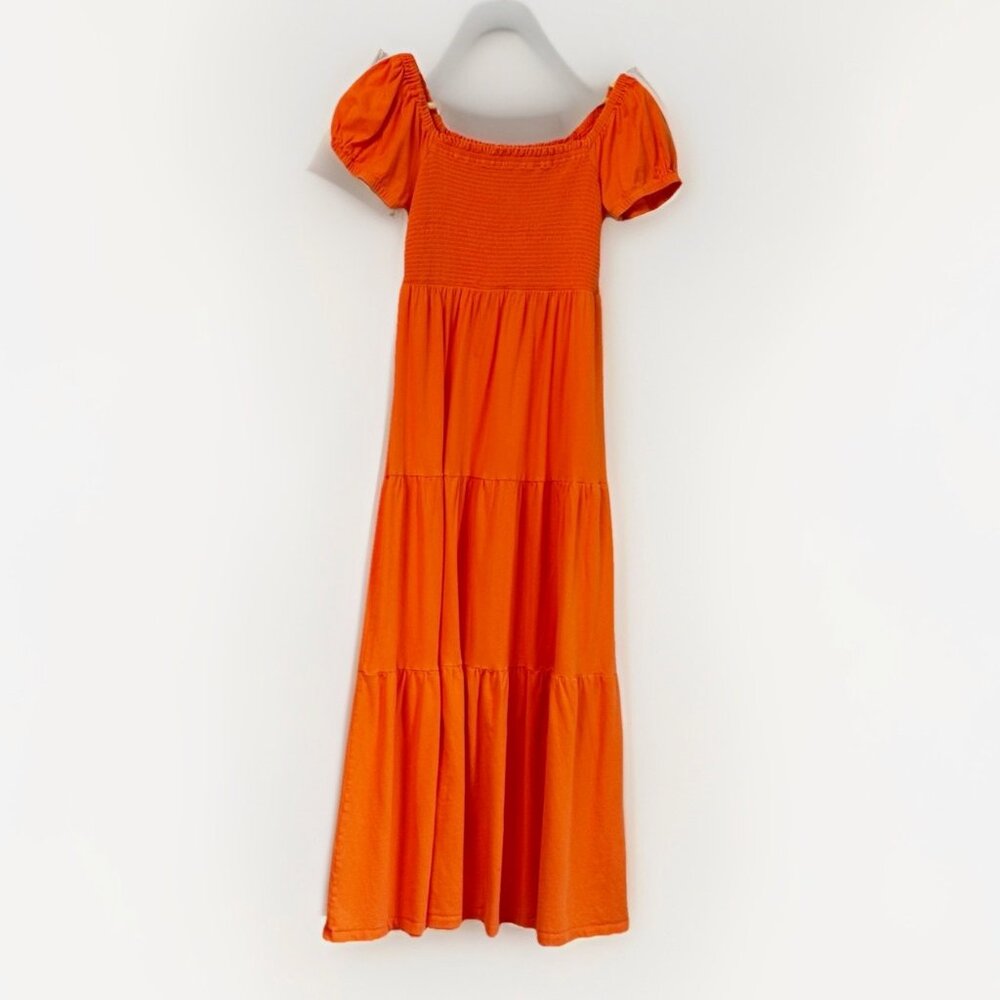 Daily Practice Anthropologie Women Orange Coquette Tiered Maxi Dress XS Flowy